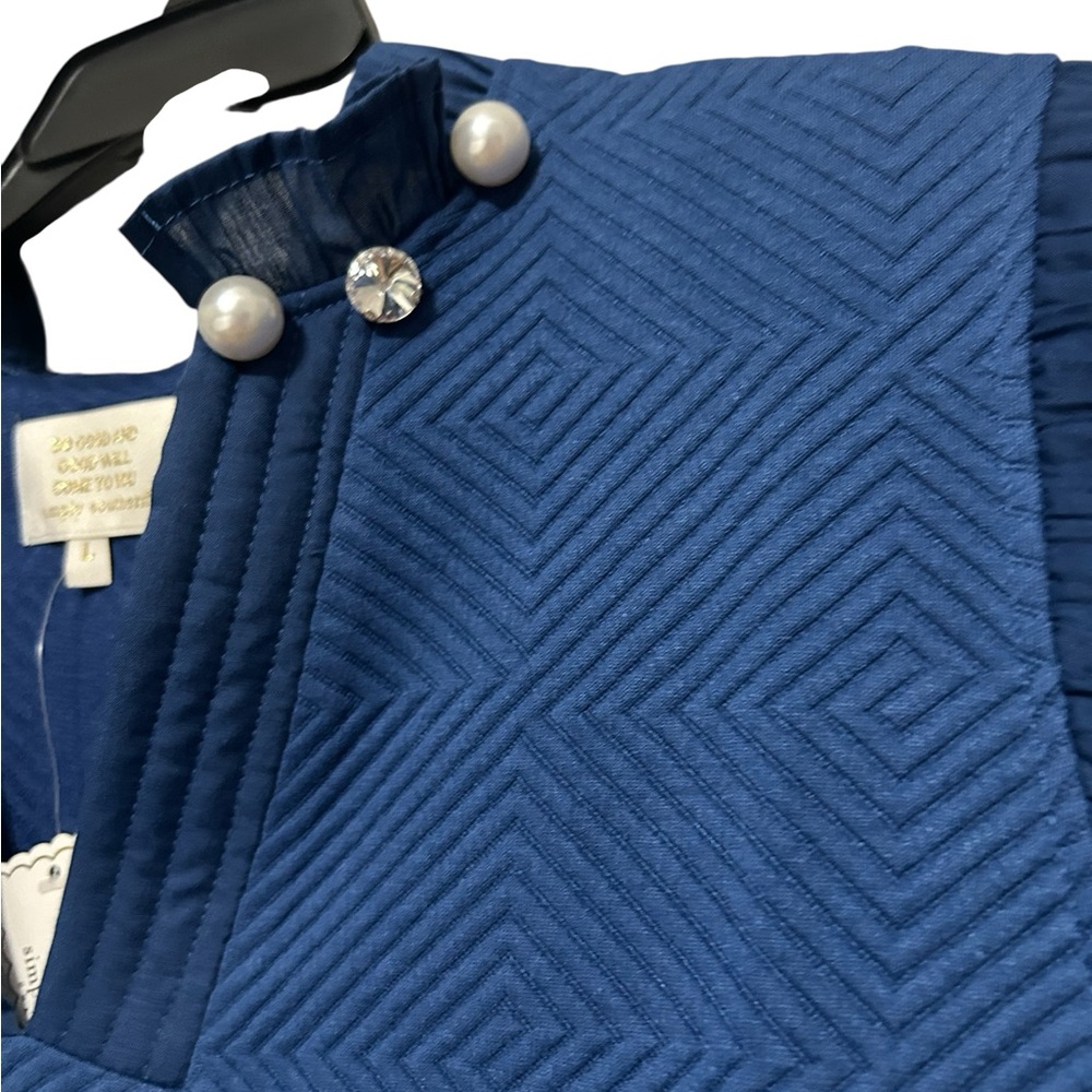 Simply Southern Navy Quilten Textured Top with Pearl Glitzy Accents - Picture 5 of 8